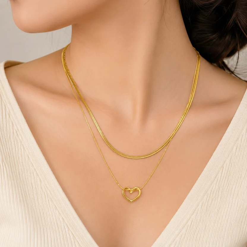 Double Chain Heart Pendant